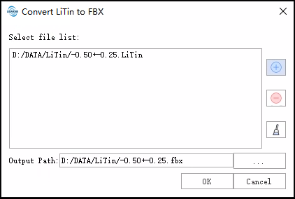 Main interface of converting LiTin into FBX