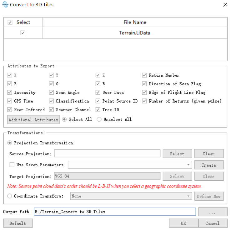Lidar360 Convert to 3D Tiles