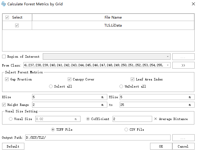 按格网计算森林参数
