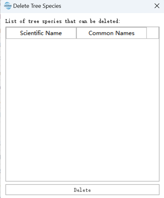 Delete Tree Species