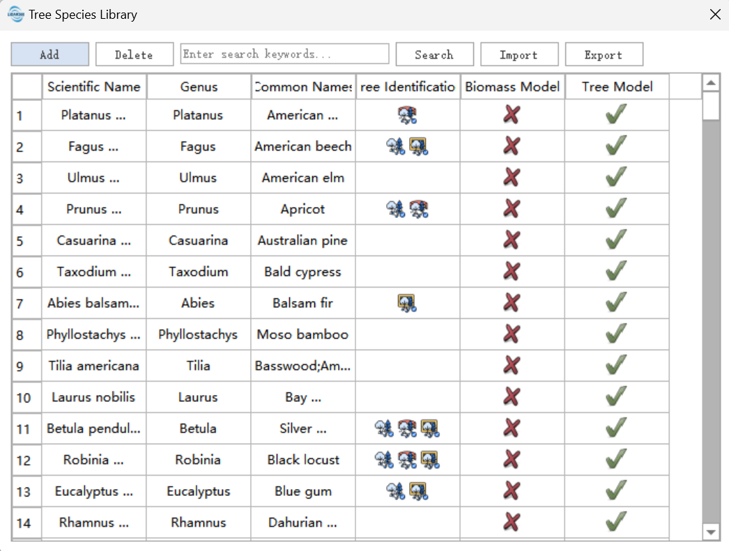 Tree Species Library