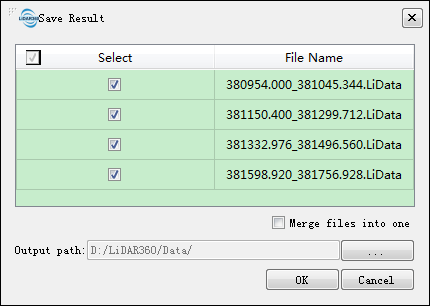Save the cutting result setting screen