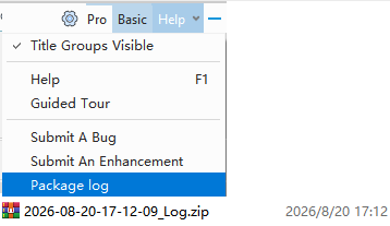 Packaged log ZIP file
