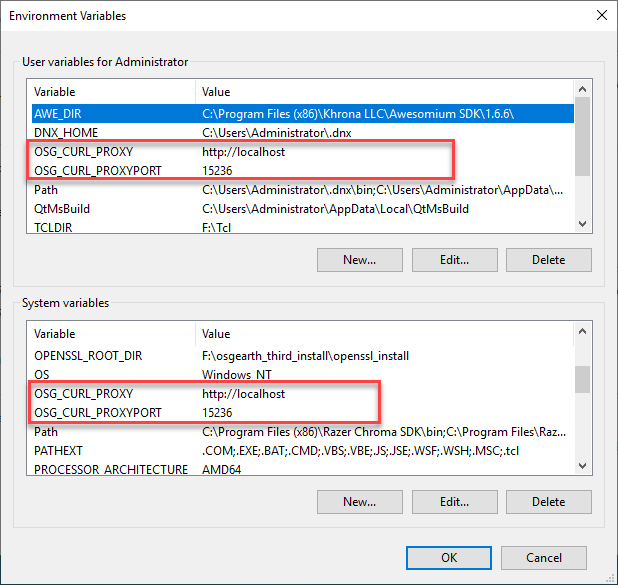 Environment Variable Settings