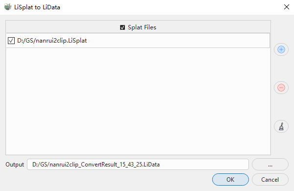 LiSplat To LiData parameter settings