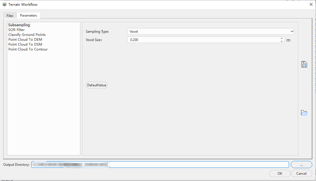 Terrain workflow parameter settings