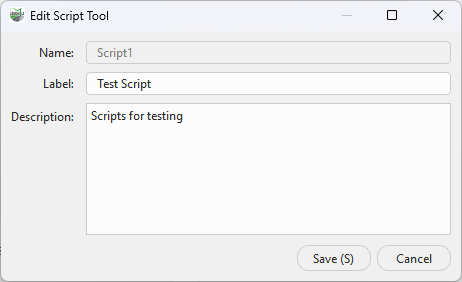 Edit Script Tool properties