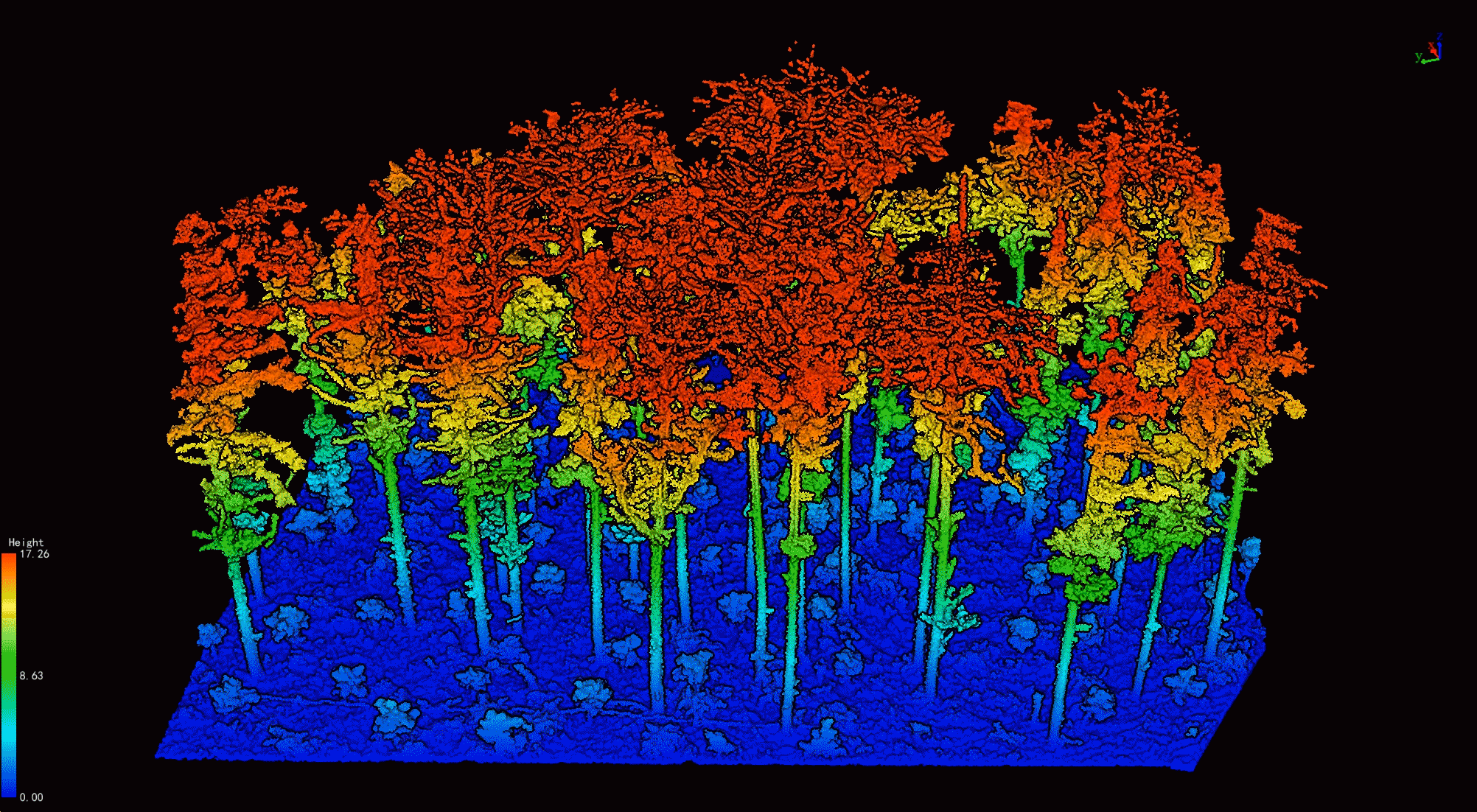 LiDAR360 automatically extracts the height under branches, making forestry investigations more efficient!